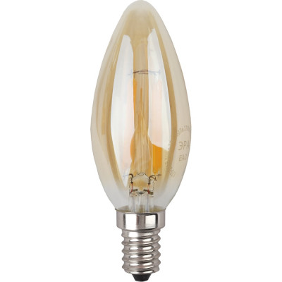 Филаментная лампа ЭРА FLED B35-9W-827-E14 gold, свеча, золото, 9 Вт, теплая, E14, 10/100/5000 Б0047034