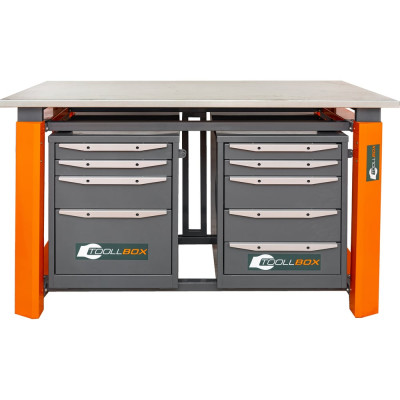 Двухтумбовый верстак Toollbox с регулируемой столешницей серии TBP1500 (TB4-TB5)
