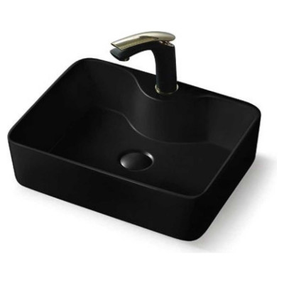 Керамическая раковина VINCEA 475x365x130, накладная, цвет матовый черный VBS-127MB