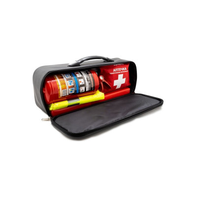 Набор автомобилиста TopAuto emergency kit 4 сумка из эко кожи, аптечка по ту, огнетушитель оп-2, знак rt-199, перчатки хб. ТА-EK4