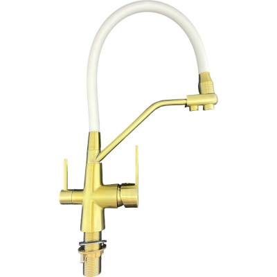 Смеситель для кухни Rainsberg корпус цвета бронза с гибким белым изливом, однорычажный, с отдельным выходом под фильтр R603CQ-0