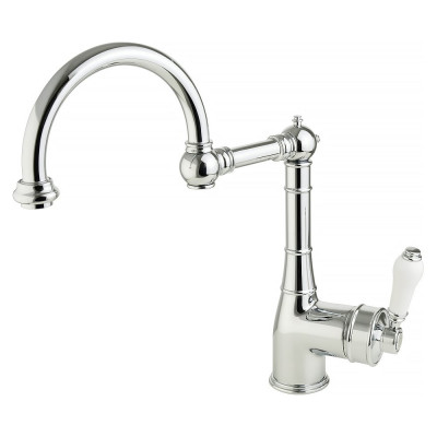 Смеситель для кухни Migliore CUCINA ERMITAGE излив пантограф, ручка белая, хром 18225