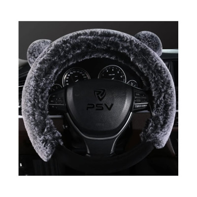 Оплетка на руль из искусственного меха PSV MISHKA Premium Черно Серый Черный M 136095