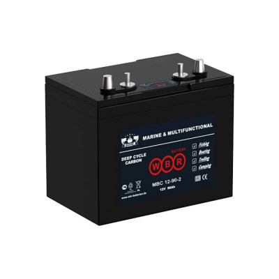 Тяговый аккумулятор для лодочного электромотора карбоновый WBR (Carbon) MBC12-90-2 12В 90 Ач УТ-00000445