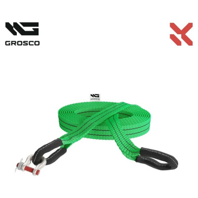 Динамическая стропа Grosco 12т, 4м, крюк/петля, рывковый трос для буксировки авто до 6 тонн BTD1204HL