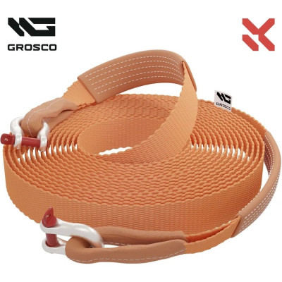 Динамическая стропа Grosco 8т, 20м, скоба/скоба, рывковый трос для буксировки авто до 4 тонн BTD0820SS