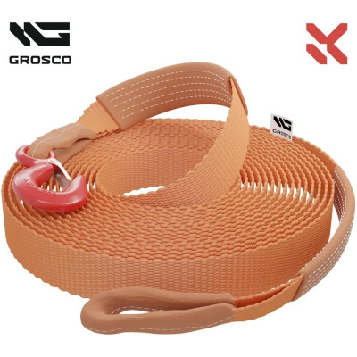Буксировочный грузовой трос Grosco 60т, 6м, скоба/петля, для буксировки авто до 30 тонн BTL6006SL