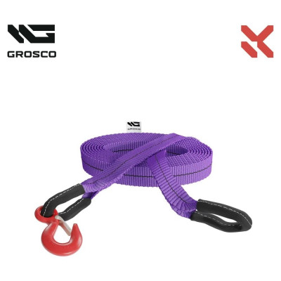 Буксировочный грузовой трос Grosco 80т, 20м, скоба/петля, для буксировки авто до 40 тонн BTL8020SL