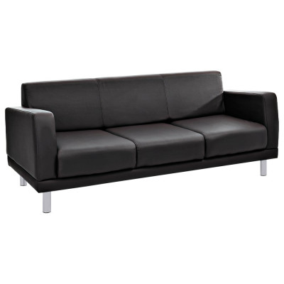 Диван Фабрикант Кожа иск., PV, 1 (черный), AL Милан 3х-местный 4610097305535