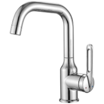 Смеситель для умывальника/раковины OUTE цвет хром, материал нержавеющая сталь, высота 240 мм, крепление на гайке T712