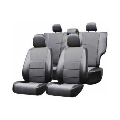 Чехлы на сиденья DEFLY Renault Sandero, 2009-2014, сплошной задний ряд, экокожа черная/жаккард Rn2-2C