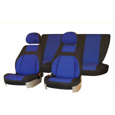 Чехлы на сиденья DEFLY Lada Priora, 2007-2014, седан, дополнительная боковая поддержка, жаккард черный/синий V005-D4