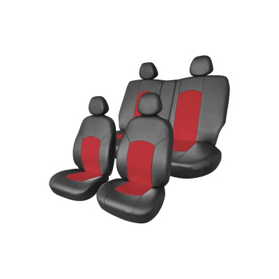 Универсальные чехлы на сиденья OXYGEN, экокожа черная/ красная DEFLY Oxy-3K