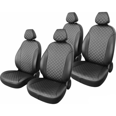 Чехлы на сиденья DEFLY Honda Freed, 2011-2016, 4 места, капитанские кресла, экокожа черная/ромб перфорация Hon10-5-2KR