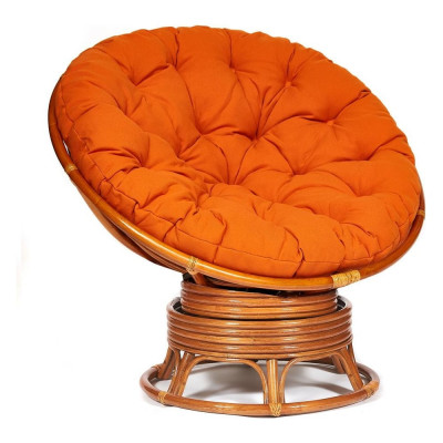 Кресло-качалка Tetchair PAPASAN w 23/01 B / с подушкой / Cognac (коньяк), ткань Оранжевый, С 23 13751