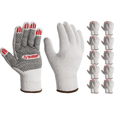 Перчатки с ПВХ покрытием (точка) ЗУБР Оптима XL (10), х/б, 10 класс, 10 пар 11440-XL10