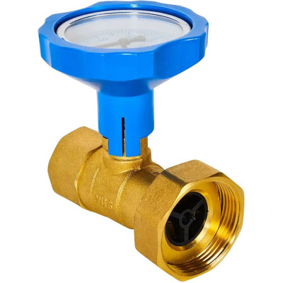 Клапан запорный латунный ROMMER ВР 1 " с НГ для подключения насоса ВР 1 1/2" и обратным клапаном, синяя ручка RBV-0020-0101112 RG0092LALTC9BE