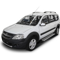 Пороги "Bmw-Style круг" Rival для Lada Largus универсал 2012-2021/Largus Cross универсал 2014-2021, 193 см, 2 шт., алюминий, D193AL.6001.2