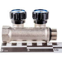 Коллектор с регулирующими вентилями IVANCI выходы с наружной резьбой, 2 выхода 3/4"x1/2" IVC.106600.N.01