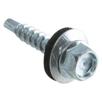 Кровельные саморезы с буром Стройбат 6,3x25 белый цинк 8 шт 305710