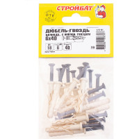 Дюбель-гвоздь с нейлон гвоздем цилиндрический Стройбат 6x40 18 шт 251010