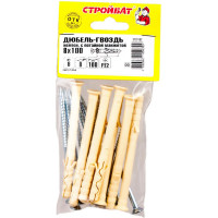 Дюбель-гвоздь нейлон потайная манжета Стройбат 8x100 8 шт 306130