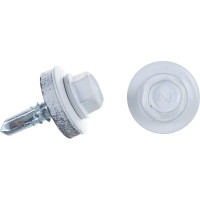 Кровельный саморез Госкреп 4.8х28 мм, RAL 9003, белый, 300 шт., большой пластиковый контейнер, 1000 мл 2-0016610