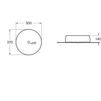 Керамическая раковина VINCE A500x370x140, накладная, цвет белый VBS-110