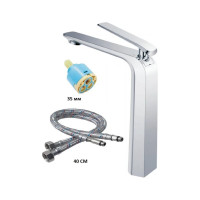 Смеситель для накладной раковины OUTE высота 284 мм, однорычажный, хром/черный, монтаж на одно отверстие, латунь T10901H-1