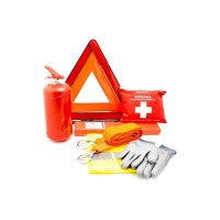 Набор автомобилиста TopAuto emergency kit 4 сумка из эко кожи, аптечка по ту, огнетушитель оп-2, знак rt-199, перчатки хб. ТА-EK4