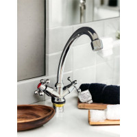 Смеситель для кухни Rainsberg двуручковый, крепление на гайке R50213F