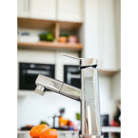 Смеситель для раковины / для кухни OUTE с выдвигающейся лейкой, хром, высота 170 мм T60633B