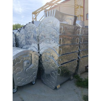Оцинкованный евроконтейнер Дигрус с полукруглой металлической крышкой, 1.1 м3, в разобранном виде К-31Р/ДБ