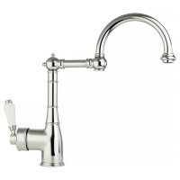 Смеситель для кухни Migliore CUCINA ERMITAGE излив пантограф, ручка белая, хром 18225