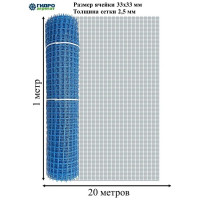 Квадратная садовая сетка Зеленый Луг Гидроагрегат 33x33 1x20 Строительная ПРОФИ синий Р1-00010084