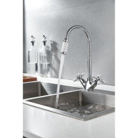 Смеситель для кухни Rainsberg с гибким изливом, двухвентильный, высота 260 мм, подвод воды гибкий R6013F-8