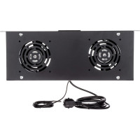 Вентиляторный блок W&T 1U в шкаф 19 дюймов 2 вентилятора, термостат, черный WT-2238A