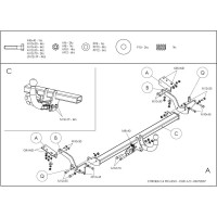 Полностью оцинкованный фаркоп GALIA для Citroen C4 Picasso 2006-2013, Citroen C4 Grand Picasso 2006-2013, Peugeot 5008 2009-2017 быстросъемный шар C051C