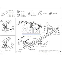 Полностью оцинкованный фаркоп GALIA для Mercedes C-Class w203 седан / s203 универсал 2000-2007, Mercedes CLK-Class 2002-2009 тип шара A M097A