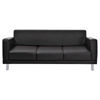 Диван Фабрикант Кожа иск., PV, 1 (черный), AL Милан 3х-местный 4610097305535