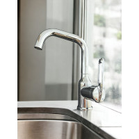 Смеситель для умывальника/раковины OUTE цвет хром, материал нержавеющая сталь, высота 240 мм, крепление на гайке T712