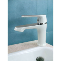 Смеситель для умывальника OUTE белый, латунь, высота 140 мм, крепление на гайке, керамический картридж T20901K