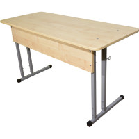 Стол-парта ОФИСМАГ 2-местный регулируемый Умник, 1200x500x520-640 мм, рост 2-4, серый каркас, Лдсп клён 532724