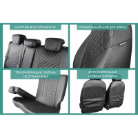 Чехлы на сиденья DEFLY Toyota Allion (T240), 2001-2007, экокожа черная/ромб перфорация Ty19-2KR