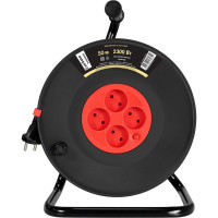 Удлинитель на катушке ExeGate industrial ECS-10-2-50 4 евророзетки, IP20, 50м, защита от детей, защита от перегрузки, 2x1,0мм2, 10А/2.3кВт 295745