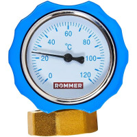 Клапан запорный латунный ROMMER ВР 1 " с НГ для подключения насоса ВР 1 1/2" и обратным клапаном, синяя ручка RBV-0020-0101112 RG0092LALTC9BE