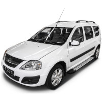 Пороги "Bmw-Style круг" Rival для Lada Largus универсал 2012-2021/Largus Cross универсал 2014-2021, 193 см, 2 шт., алюминий, D193AL.6001.2