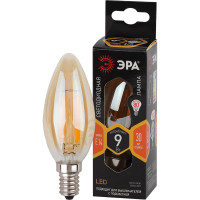 Филаментная лампа ЭРА FLED B35-9W-827-E14 gold, свеча, золото, 9 Вт, теплая, E14, 10/100/5000 Б0047034