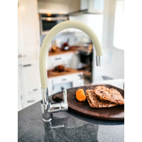 Смеситель для кухни OUTE хром/кофейный, гибкий излив 50 см, материал латунь, присоеденительный размер 1/2 T9213B-6