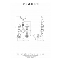 Смеситель для душа Migliore CRISTALIA внешний, выход М1/2", в комплект: шланг+ручная лейка+ручки CRYSTAL (NEW), бронза 18582